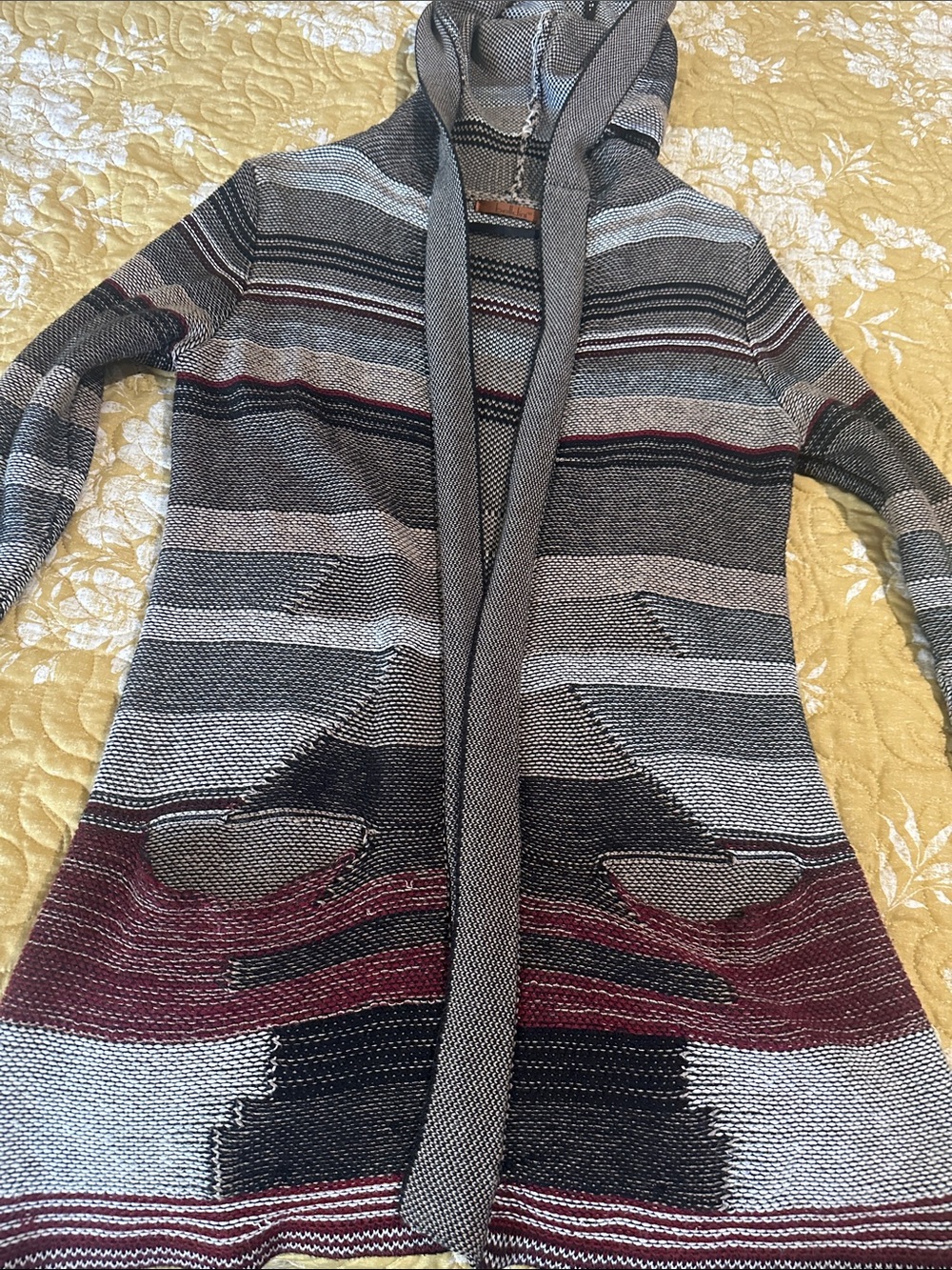 Belldini long hooded striped knit sweater. Small